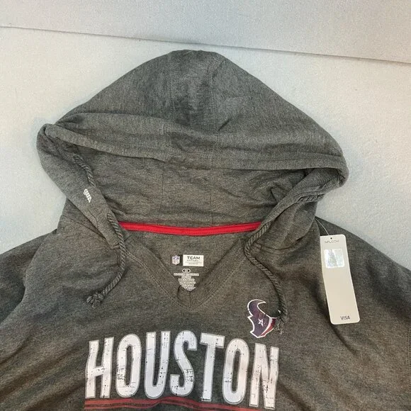 NWT Houston Texans NFL Apparel Raw Hem Hoodie Gray Sweatshirt Women’s Plus 3X - Picture 7 of 11